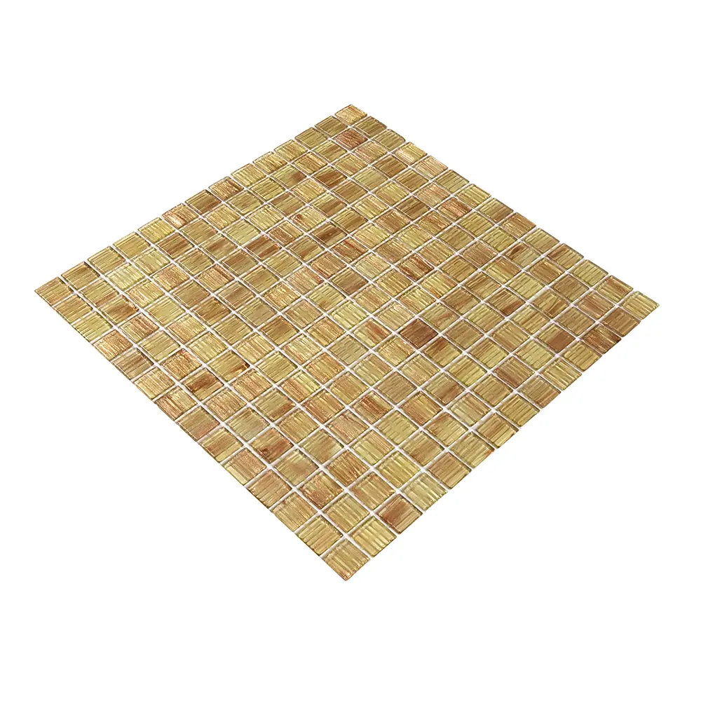 Gold and Tan Shimmer Mixed Squares Glass Pool Tile | Tile Club