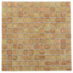 Gold and Tan Shimmer Mixed Squares Glass Pool Tile | Tile Club