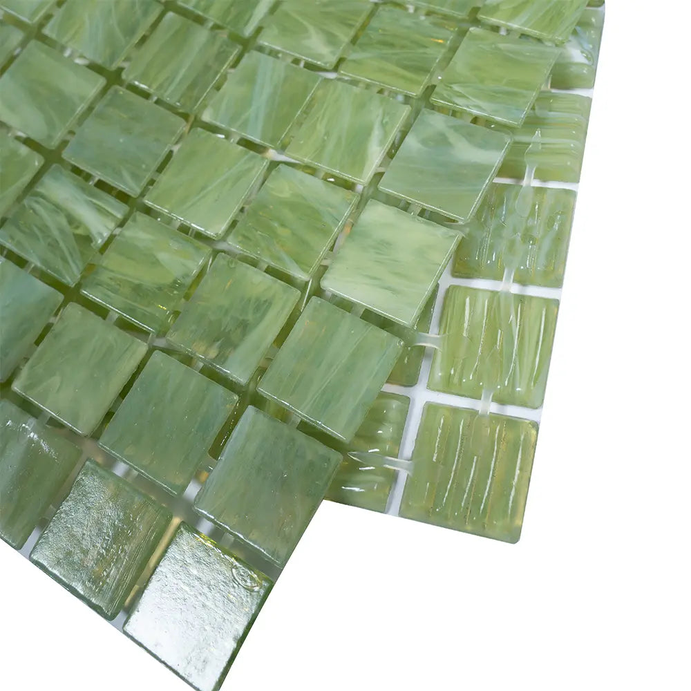Bright Lime Mixed Squares Glass Pool Tile | Tile Club
