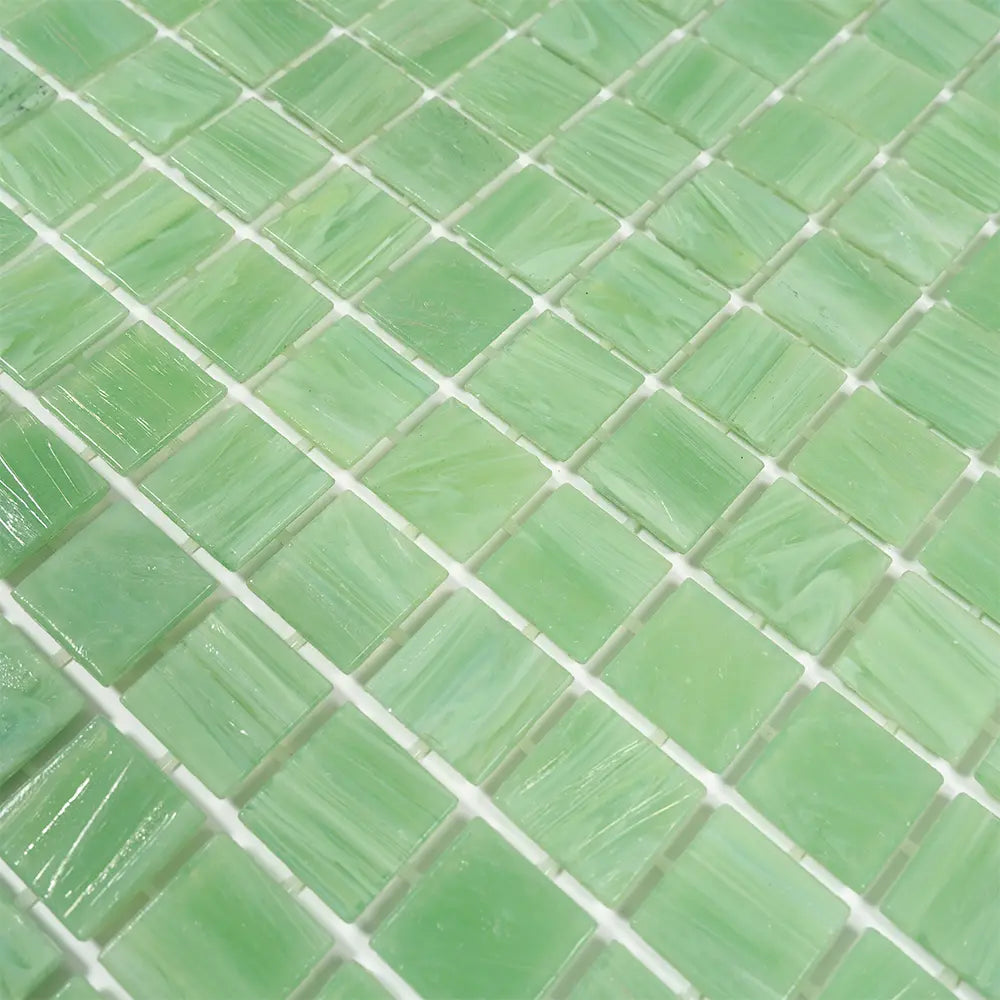 Green Pear Squares Glass Pool Tile | Tile Club