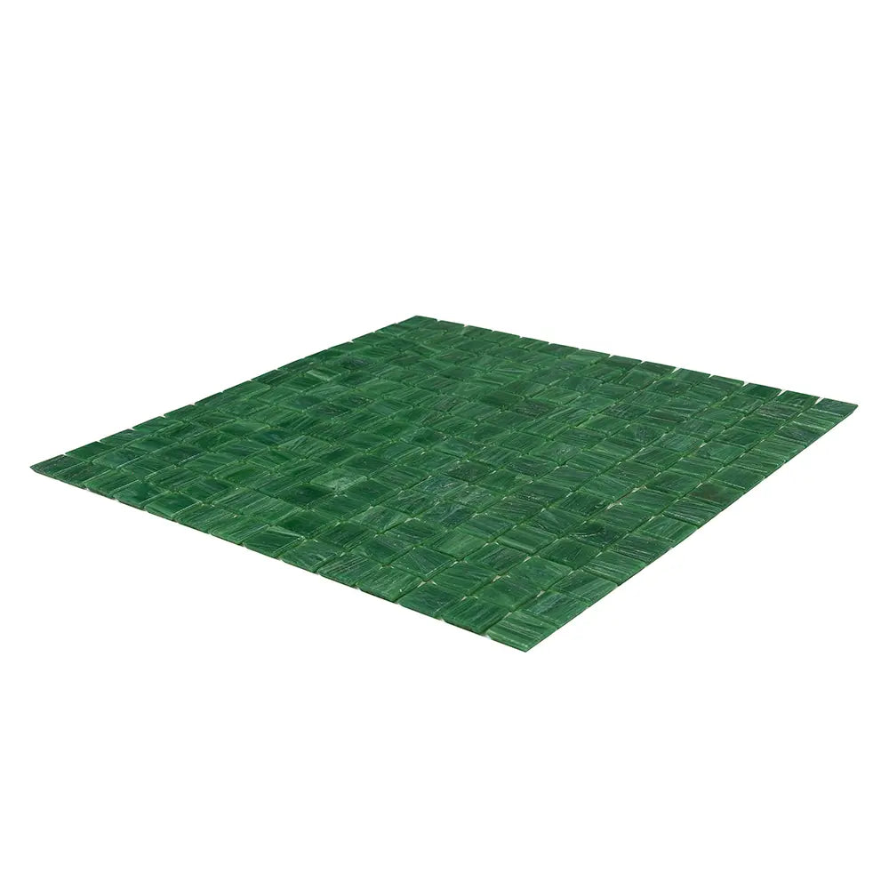 Brushed Emerald Green Squares Glass Pool Tile | Tile Club