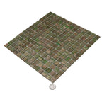 Camo Green & Brown Squares Glass Pool Tile | Tile Club