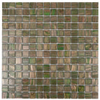 Camo Green & Brown Squares Glass Pool Tile | Tile Club