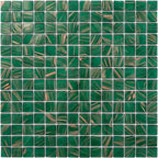 Jungle Green & Brown Squares Glass Pool Tile | Tile Club