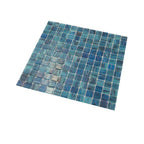 Sparkly Sea Waves Mixed Squares Glass Pool Tile