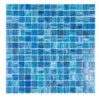 Sparkly Sea Waves Mixed Squares Glass Pool Tile | Tile Club