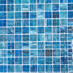 Sparkly Sea Waves Mixed Squares Glass Pool Tile | Tile Club