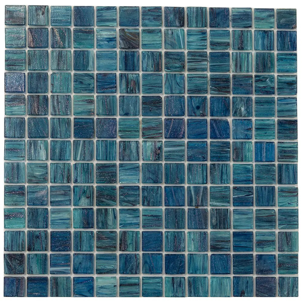 Sparkly Sea Waves Mixed Squares Glass Pool Tile