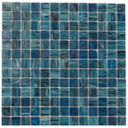 Sparkly Sea Waves Mixed Squares Glass Pool Tile