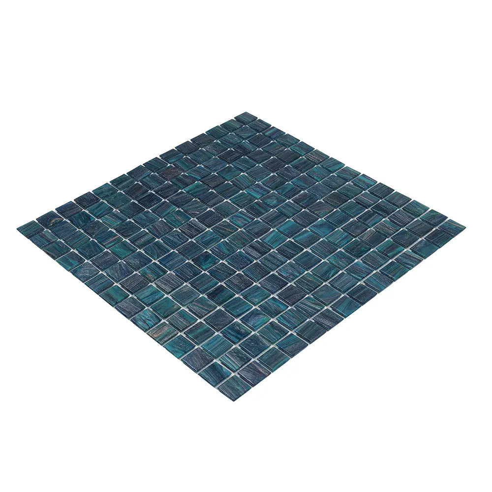 Sparkly Midnight Teal Squares Glass Pool Tile | Tile Club