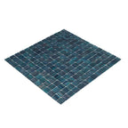 Sparkly Midnight Teal Squares Glass Pool Tile | Tile Club