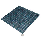 Sparkly Midnight Teal Squares Glass Pool Tile | Tile Club