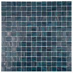 Sparkly Midnight Teal Squares Glass Pool Tile | Tile Club