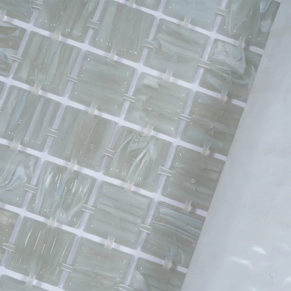 Pearly Waves Mixed Squares Glass Pool Tile | Tile Club