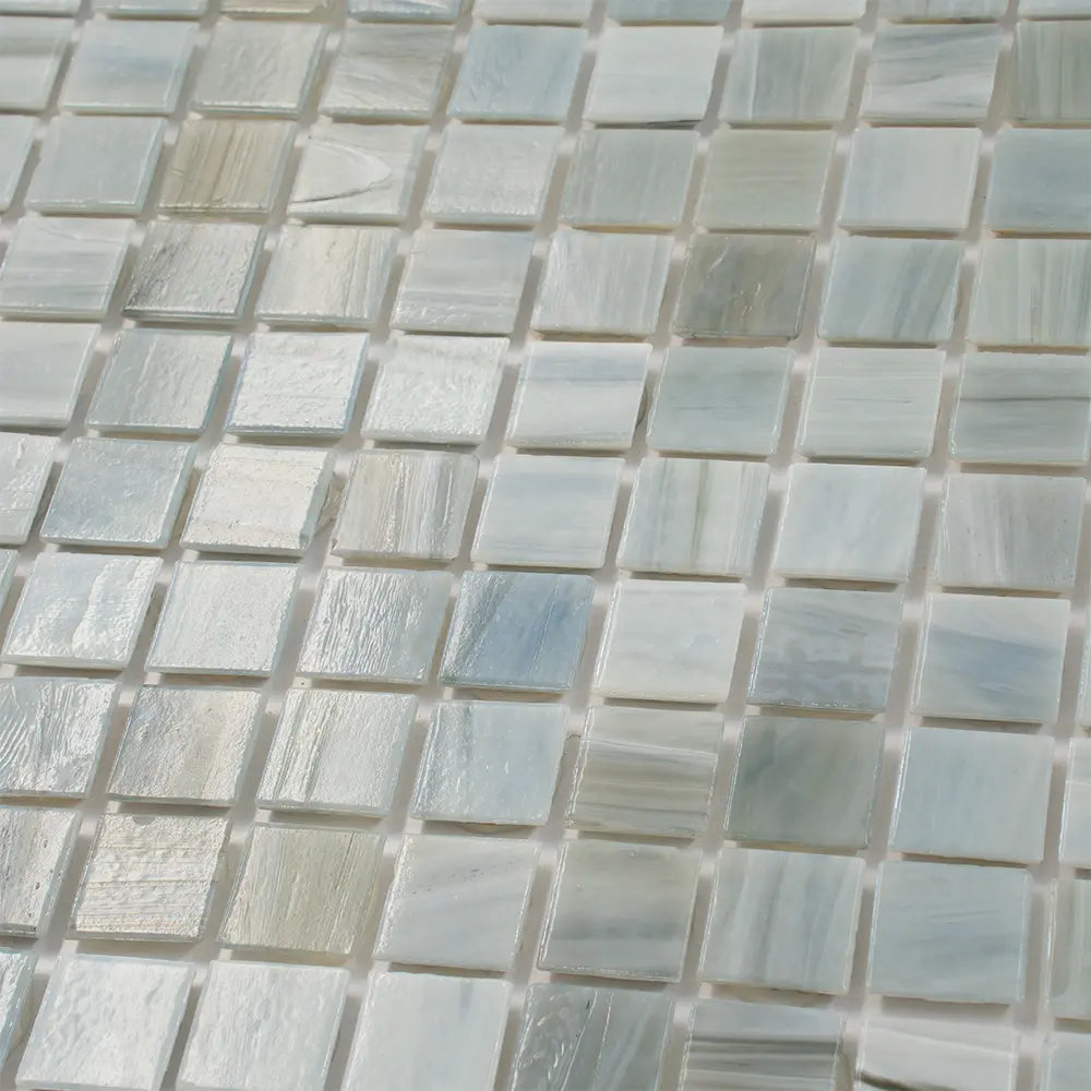 Nautical Blue & White Mixed Squares Glass Pool Tile | Tile Club