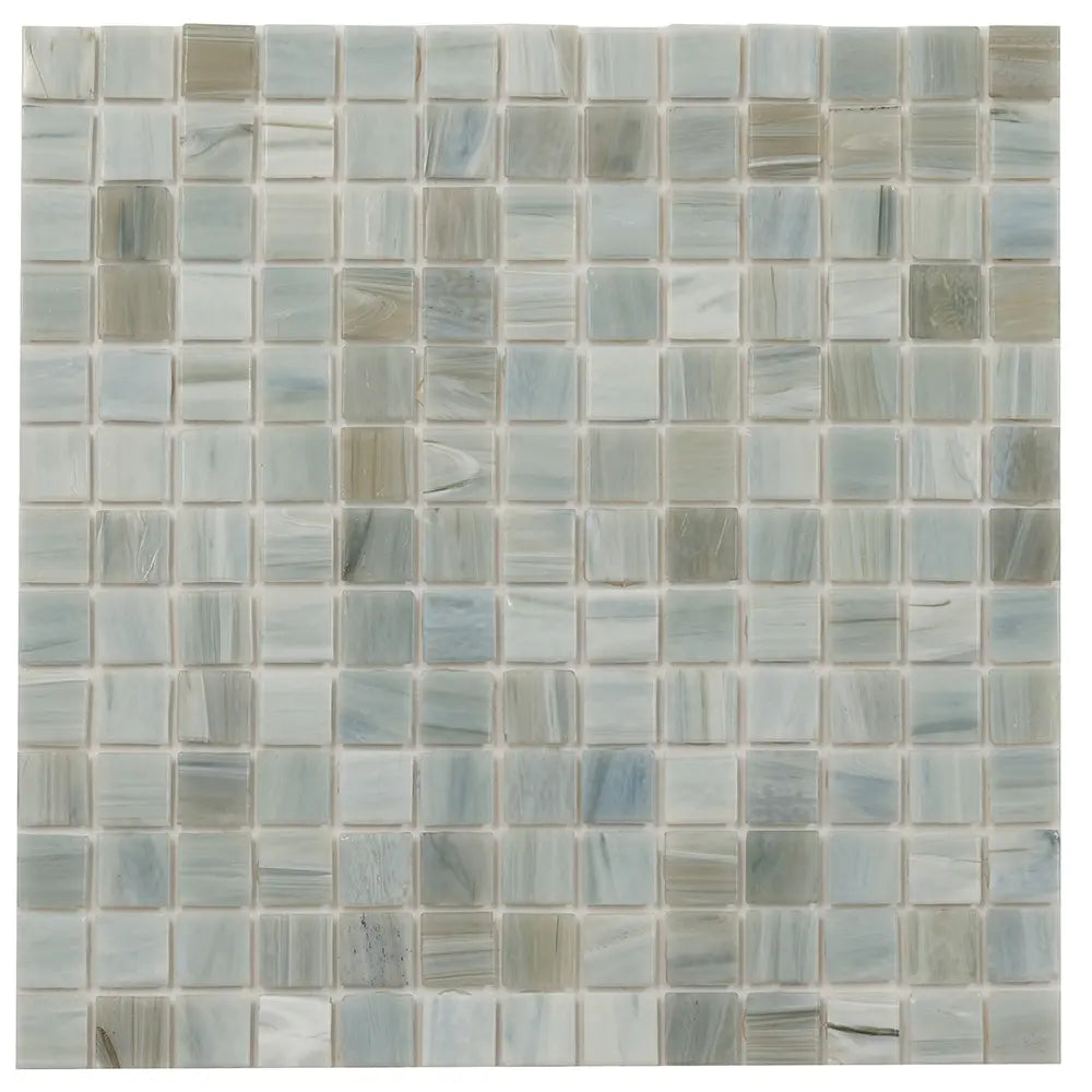 Nautical Blue & White Mixed Squares Glass Pool Tile | Tile Club
