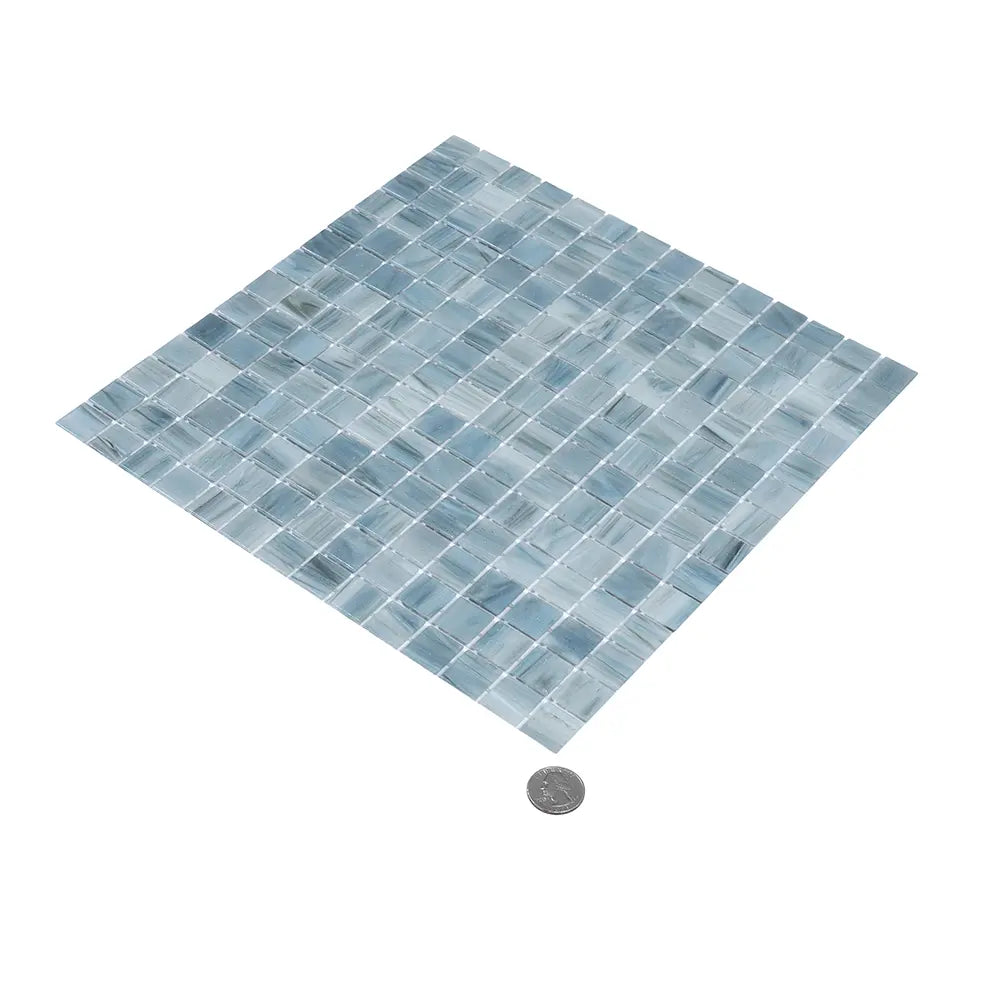 Nautical Blue & White Mixed Squares Glass Pool Tile | Tile Club