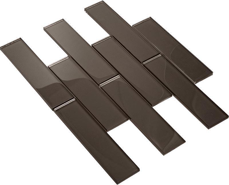 Stardust Dark Glass Mosaic Subway Tile 2X8 | Tile Club