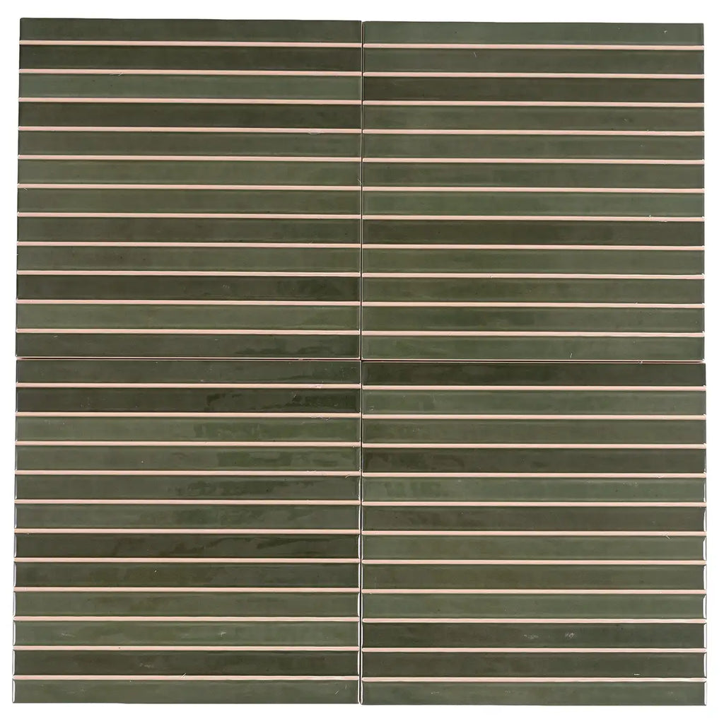 Tira Green Ceramic Ribbon Tile