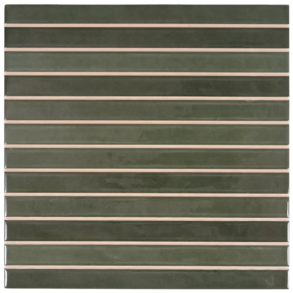 Tira Green Ceramic Ribbon Tile