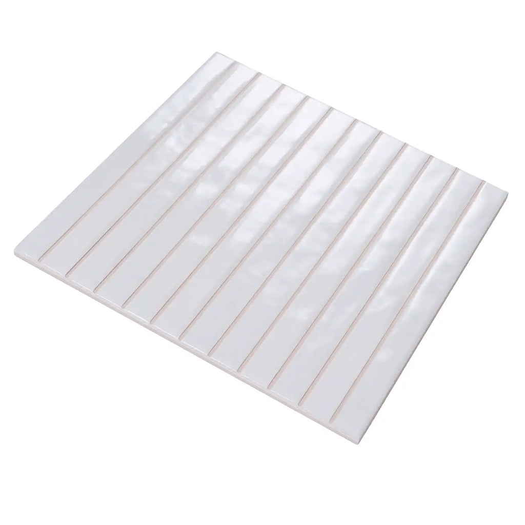 Tira White Ceramic Ribbon Tile