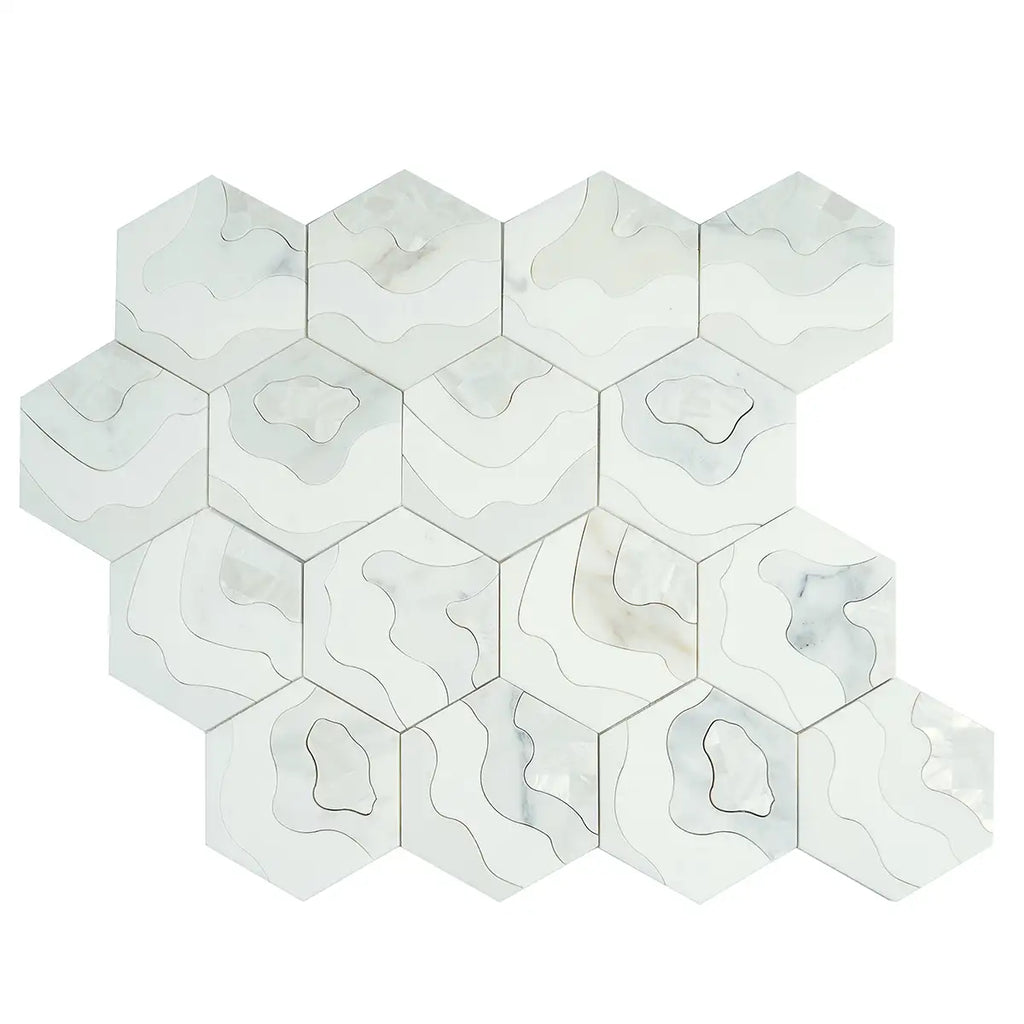 Santorini Shell Wave Marble Mosaic Tile | Tile Club