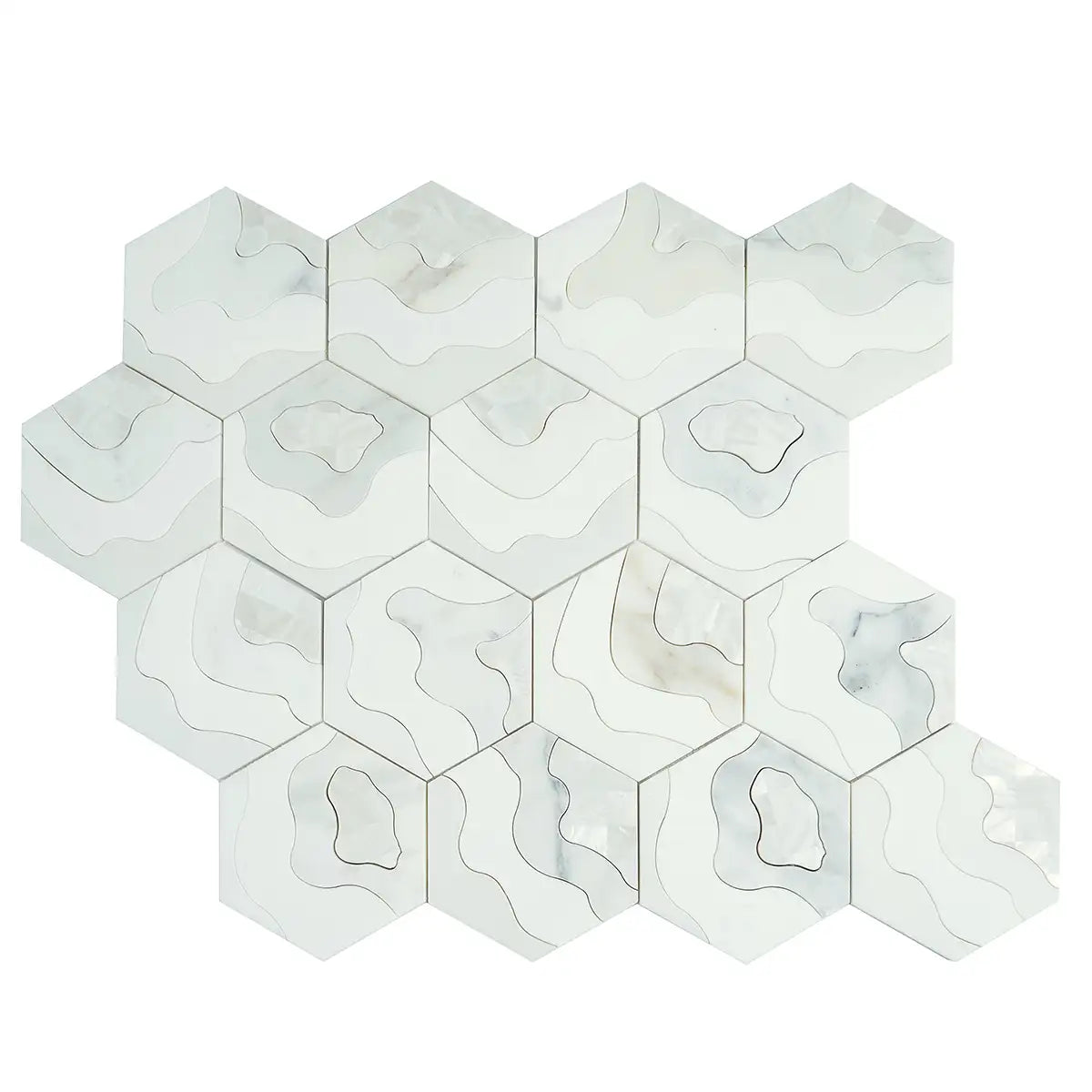 Santorini Shell Wave Marble Mosaic Tile | Tile Club