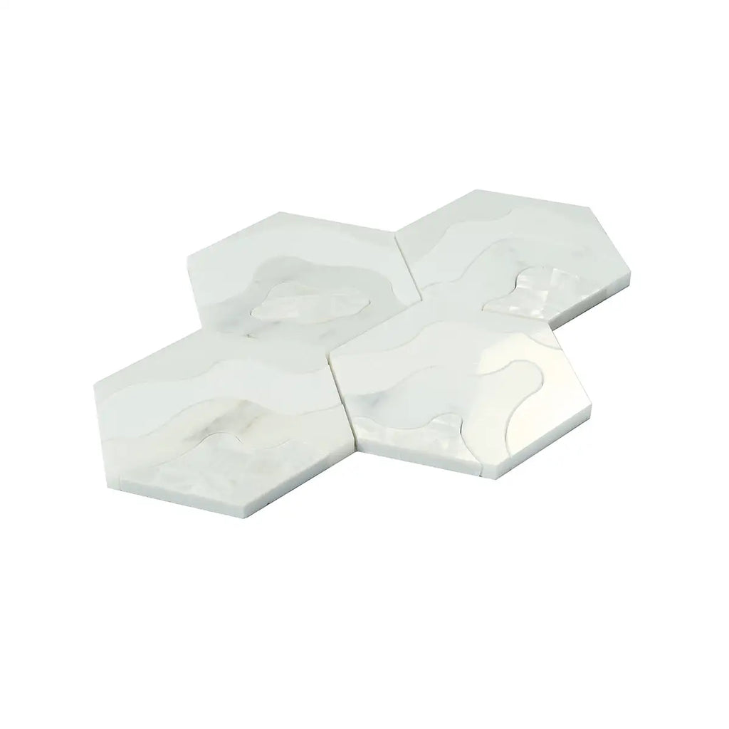 Santorini Shell Wave Marble Mosaic Tile | Tile Club
