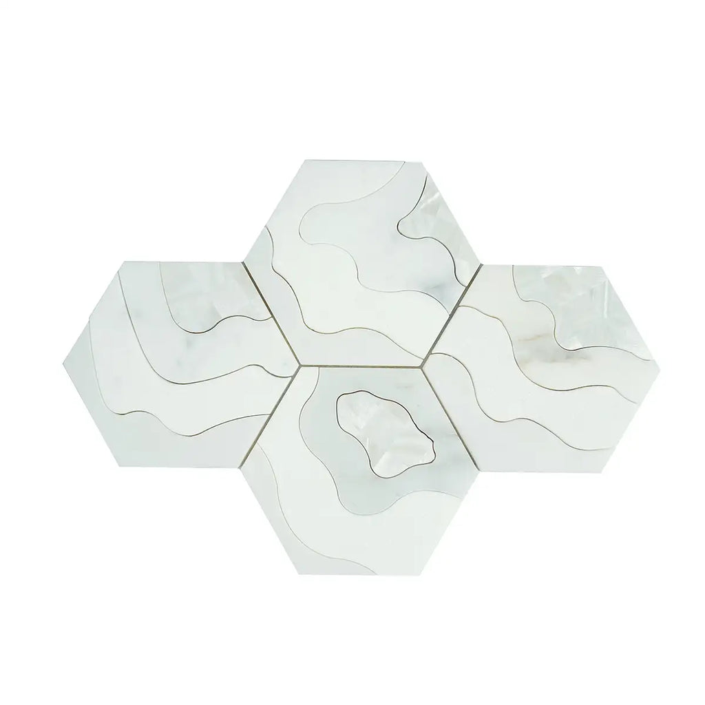 Santorini Shell Wave Marble Mosaic Tile | Tile Club
