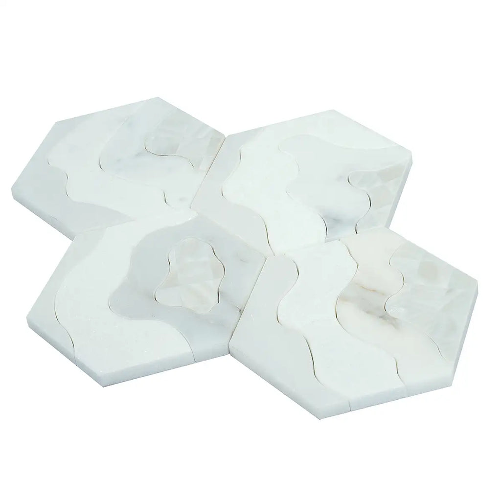 Santorini Shell Wave Marble Mosaic Tile | Tile Club