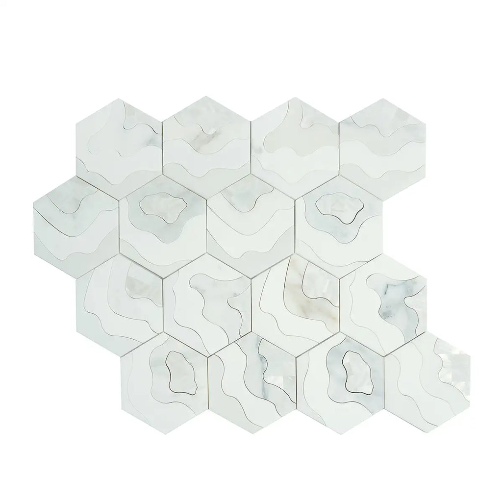 Santorini Shell Wave Marble Mosaic Tile | Tile Club