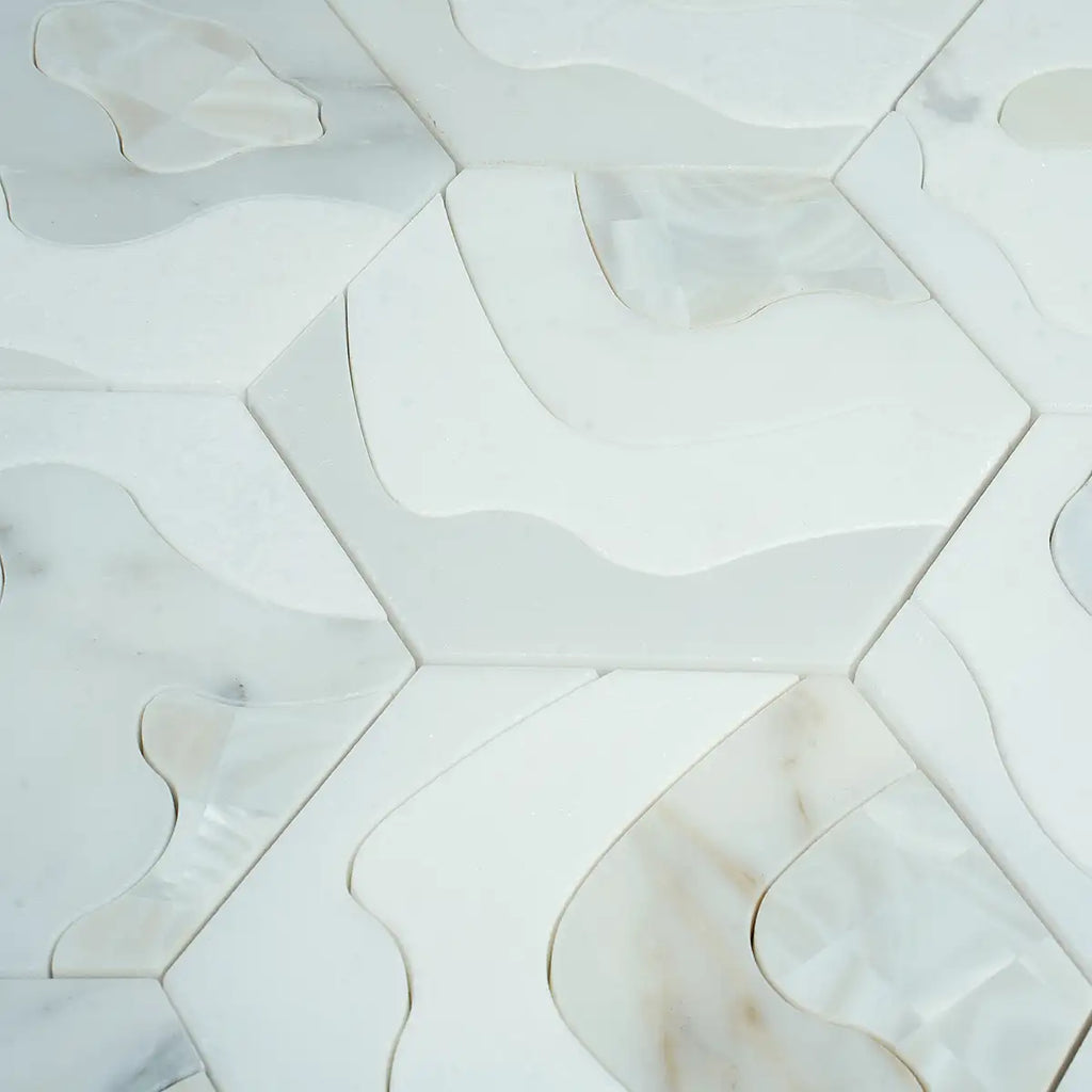 Santorini Shell Wave Marble Mosaic Tile | Tile Club
