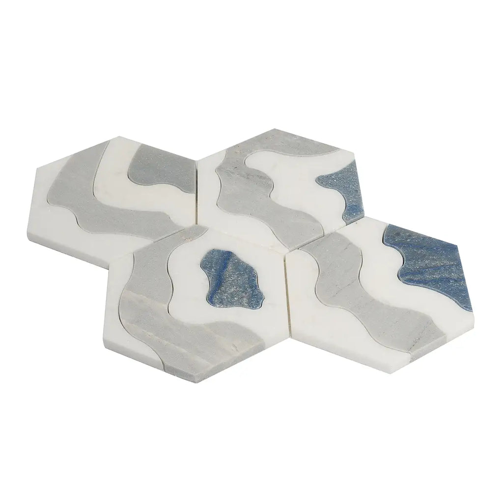 Santorini Blue Wave Marble Mosaic Tile | Tile Club