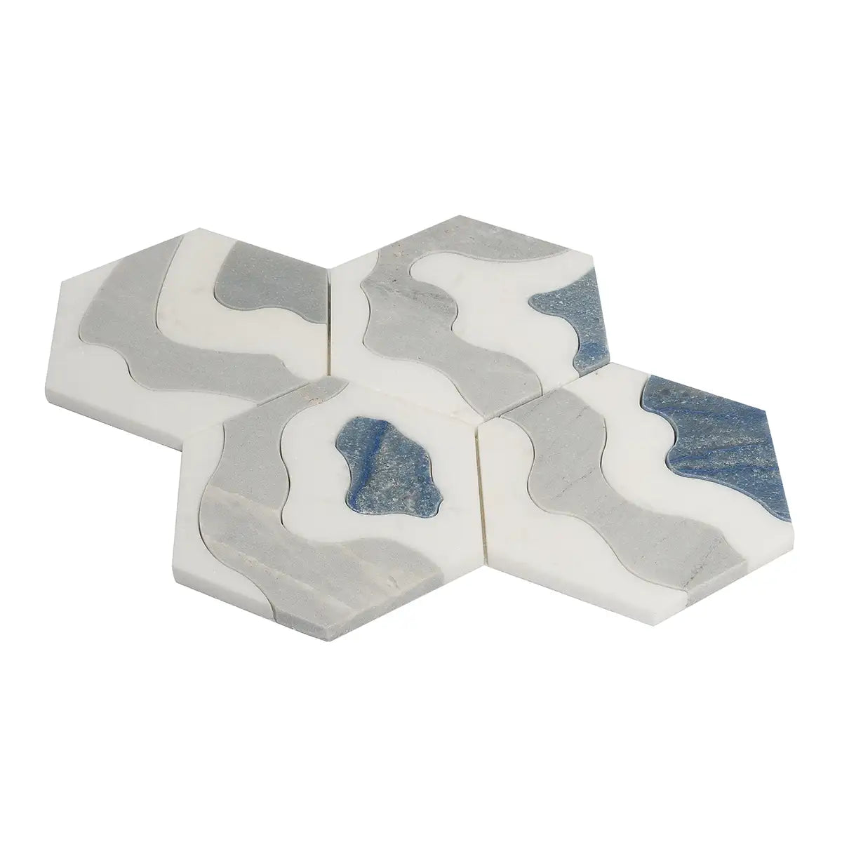 Santorini Blue Wave Marble Mosaic Tile | Tile Club