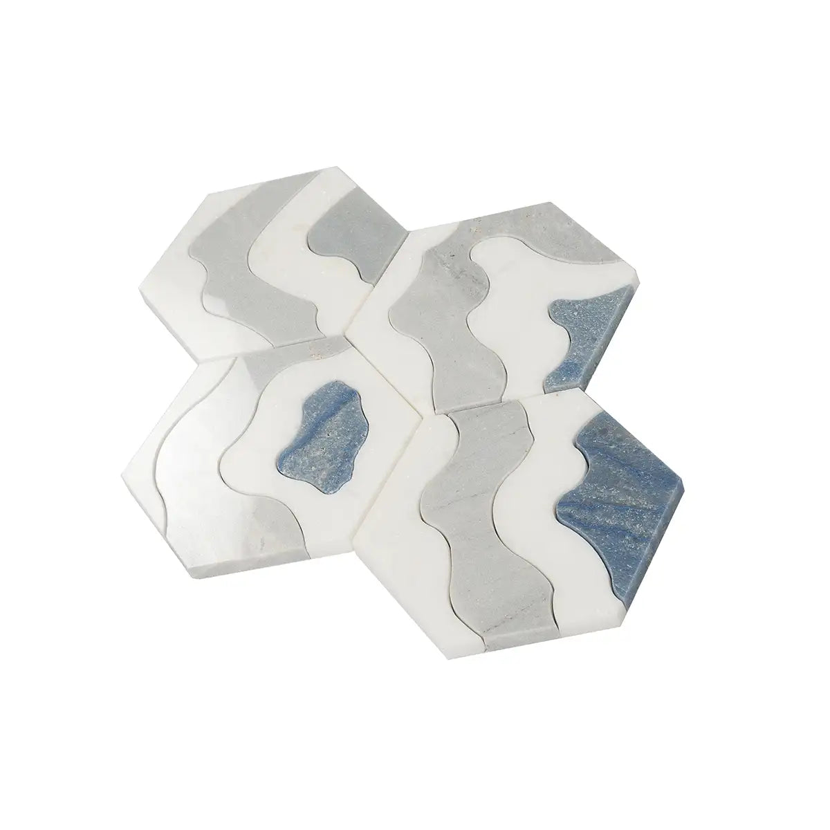 Santorini Blue Wave Marble Mosaic Tile | Tile Club