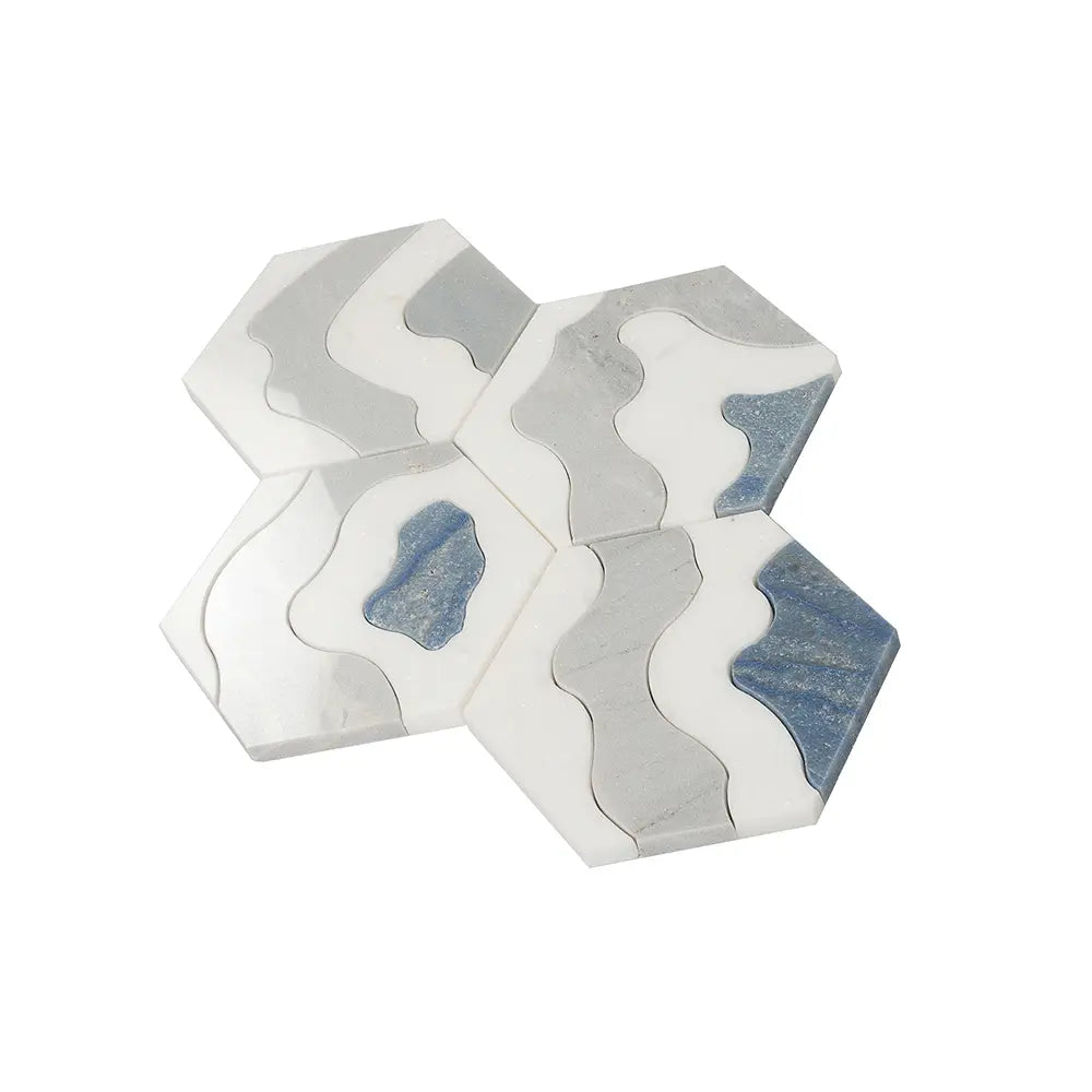 Santorini Blue Wave Marble Mosaic Tile