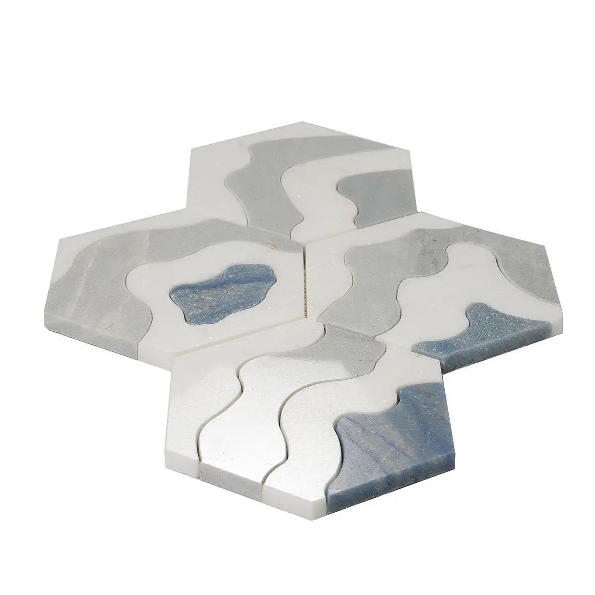 Santorini Blue Wave Marble Mosaic Tile | Tile Club