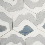 Santorini Blue Wave Marble Mosaic Tile