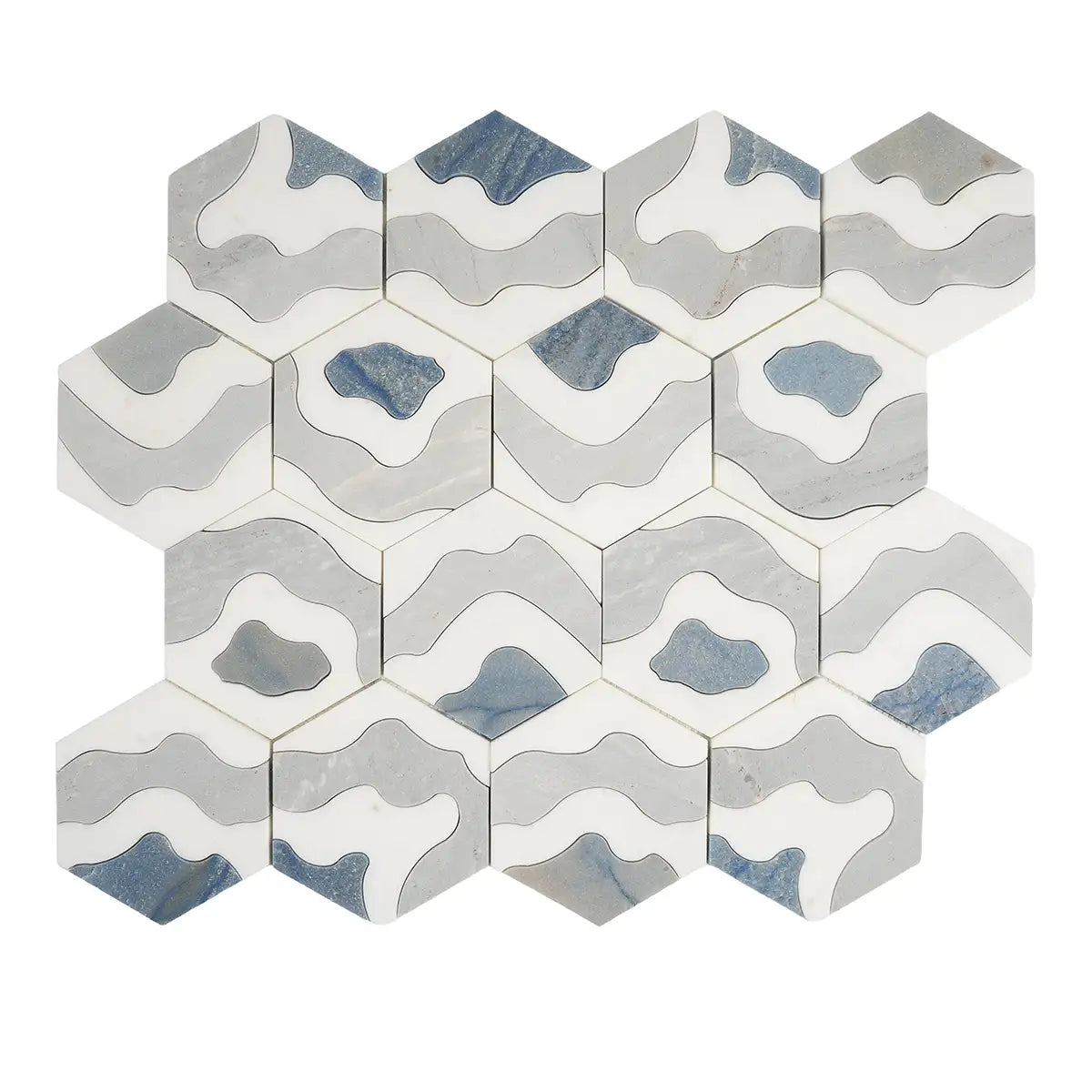 Santorini Blue Wave Marble Mosaic Tile | Tile Club