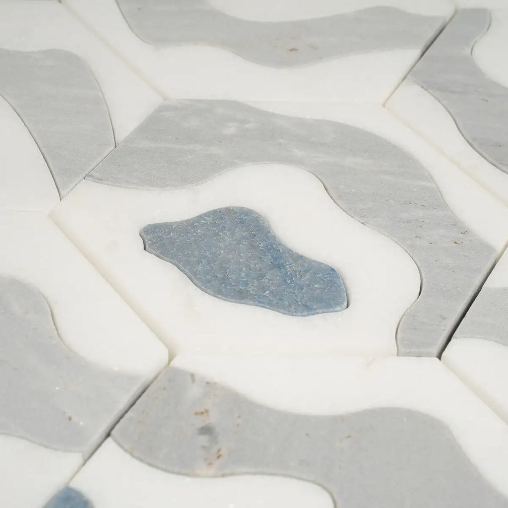 Santorini Blue Wave Marble Mosaic Tile | Tile Club