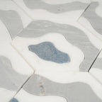 Santorini Blue Wave Marble Mosaic Tile