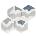 Santorini Blue Wave Marble Mosaic Tile