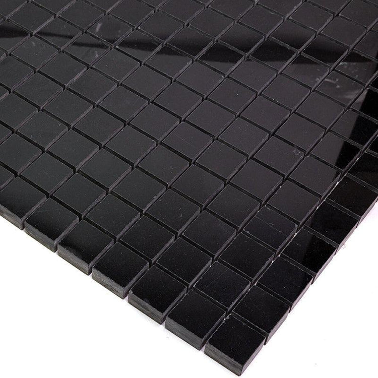 Nero Marquina 1X1 Polished Marble Mosaic Tiles | Tile Club