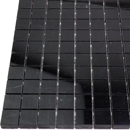 Nero Marquina 1X1 Polished Marble Mosaic Tiles | Tile Club