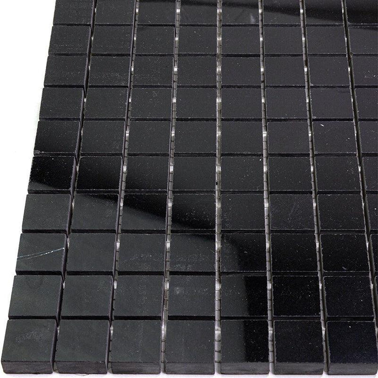 Nero Marquina 1X1 Polished Marble Mosaic Tiles | Tile Club