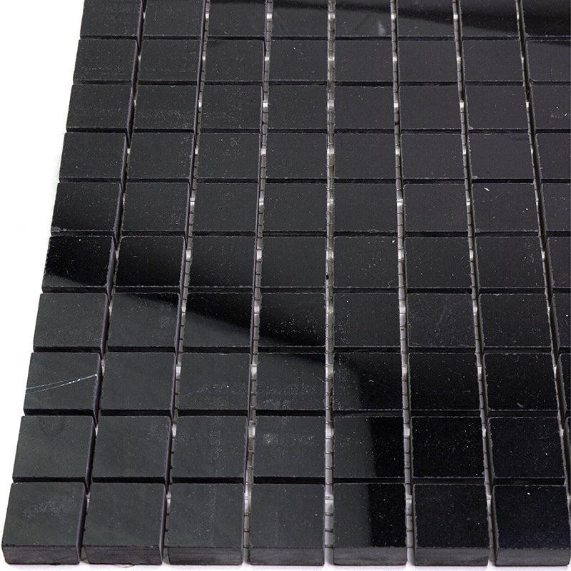 Nero Marquina 1X1 Polished Marble Mosaic Tiles | Tile Club