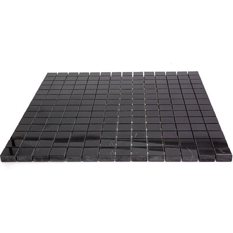 Nero Marquina 1X1 Polished Marble Mosaic Tiles | Tile Club
