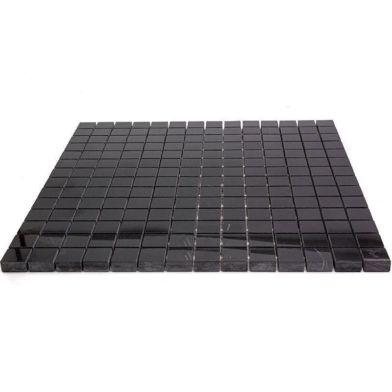 Nero Marquina 1X1 Polished Marble Mosaic Tiles | Tile Club