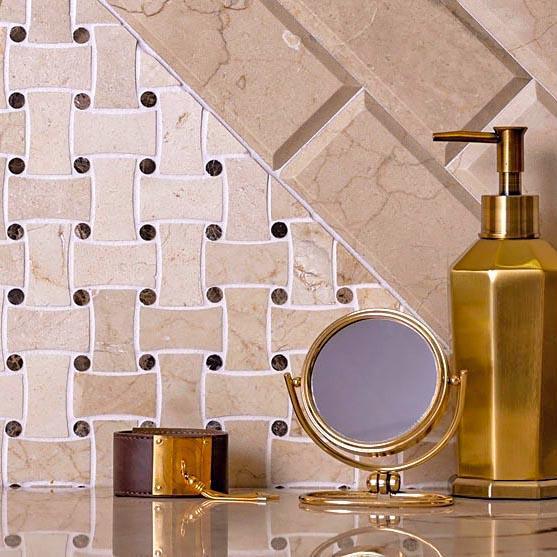 Crema Marfil Curved Basket Weave Marble Mosaic Tile