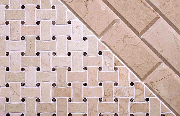 Crema Marfil Curved Basket Weave Marble Mosaic Tile | Tile Club
